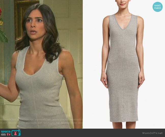 Contrast Binding Ribbed Dress by James Perse worn by Gabi Hernandez (Camila Banus) on Days of our Lives