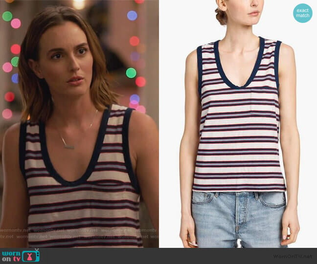 Stripe Muscle Tank by James Perse worn by Angie (Leighton Meester) on Single Parents