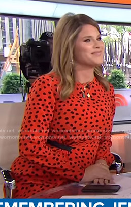 Jenna’s orange polka dot midi dress on Today