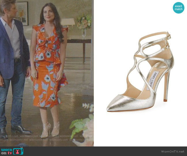 Lancer Metallic Leather Pumps by Jimmy Choo worn by Cristal Jennings (Daniella Alonso) on Dynasty