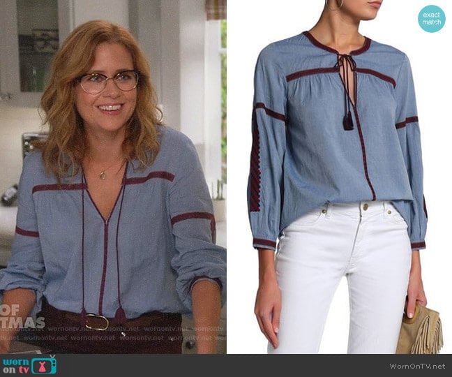 Marlen Blouse by Joie worn by Lena (Jenna Fischer) on Splitting Up Together