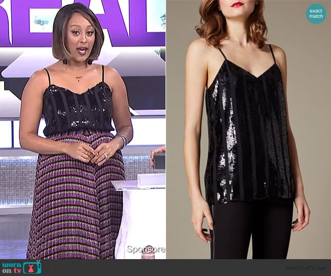 Sequin Stripe Cami Top by Karen Millen worn by Tamera Mowry on The Real