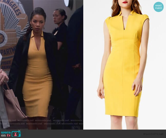 uff-Sleeve Sheath Dress by Karen Millen worn by Catherine Wilder (Angel Parker) on Marvels Runaways