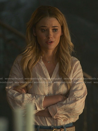 Karolina's pink striped blouse on Marvel's Runaways