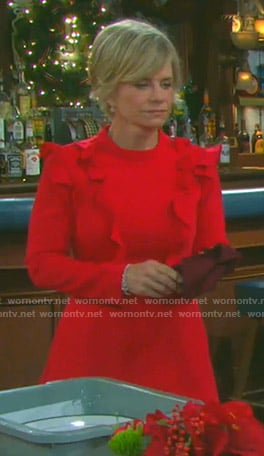 Kayla’s red ruffled long sleeve dress on Days of our Lives