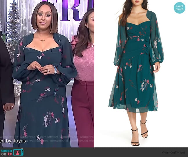 Night Fall Midi Dress by Keepsake worn by Tamera Mowry on The Real