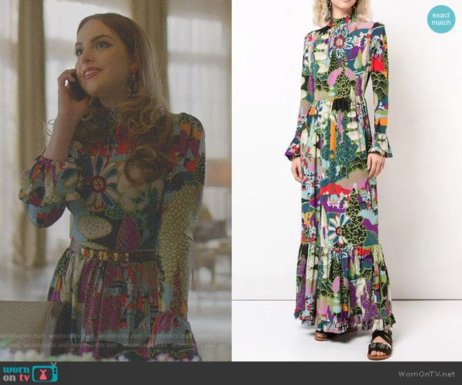 Floral Print Dress by La Doublej worn by Fallon Carrington (Elizabeth Gillies) on Dynasty