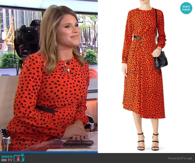 WornOnTV: Jenna’s orange polka dot midi dress on Today | Jenna Bush ...