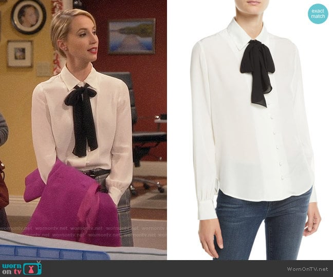 Frame Tie Neck Silk Blouse worn by Mandy Baxter (Molly McCook) on Last Man Standing