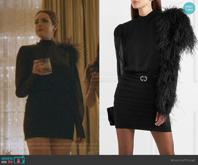 Dubai Mini Dress by Magda Butrym worn by Fallon Carrington (Elizabeth Gillies) on Dynasty