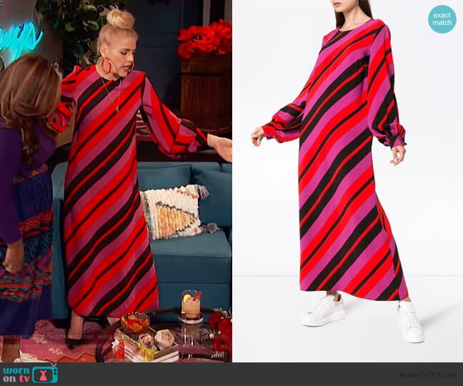 Stripe Print Long Sleeve Mid-length Dress by Marni worn by Busy Philipps on Busy Tonight