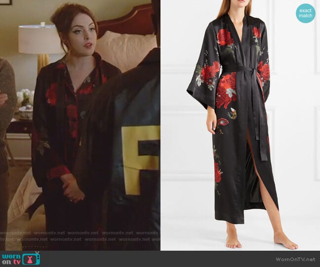 Printed Silk-Satin Robe by Meng worn by Fallon Carrington (Elizabeth Gillies) on Dynasty