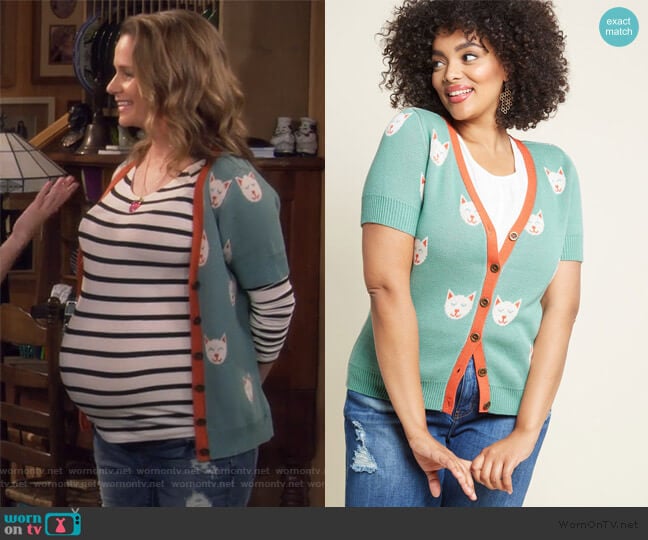 Casually Cozy Short Sleeve Cardigan by ModCloth worn by Kimmy Gibbler (Andrea Barber) on Fuller House