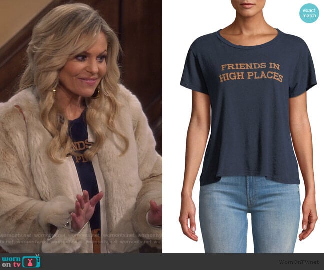 The Sinful Graphic Crewneck Tee by Mother worn by DJ Tanner-Fuller (Candace Cameron Bure) on Fuller House