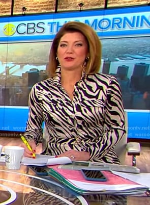 Norah’s zebra print shirtdress on CBS This Morning