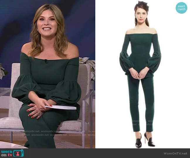 Off The Shoulder Full Sleeve Top by Lela Rose worn by Jenna Bush Hager on Today