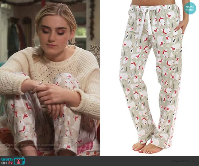 Christmas Bear Print Pants by Pajama Mania worn by Taylor Otto (Meg Donnelly) on American Housewife