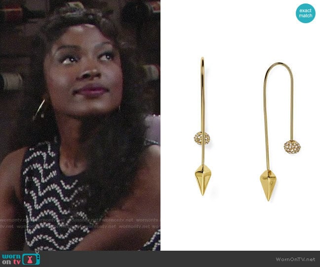 Rebecca Minkoff Pavé Ball Threader Earrings worn by Ana Hamilton (Loren Lott) on The Young and the Restless