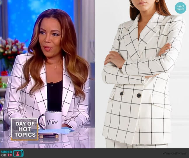 Pierre double-breasted checked twill blazer by Rebecca Vallance worn by Sunny Hostin on The View