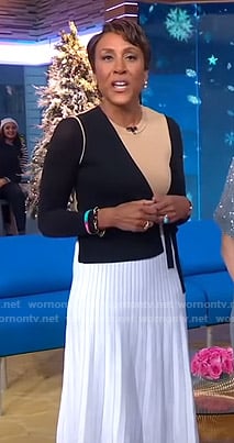 Robin’s colorblock pleated dress on Good Morning America