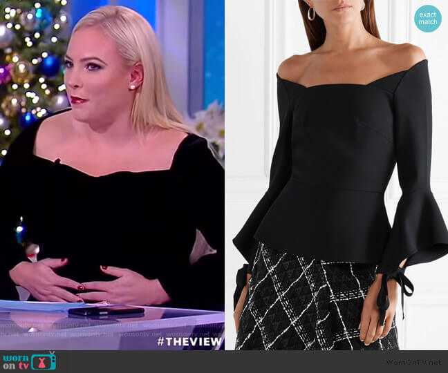 Holden off-the-shoulder stretch-crepe top by Roland Mouret worn by Meghan McCain  on The View