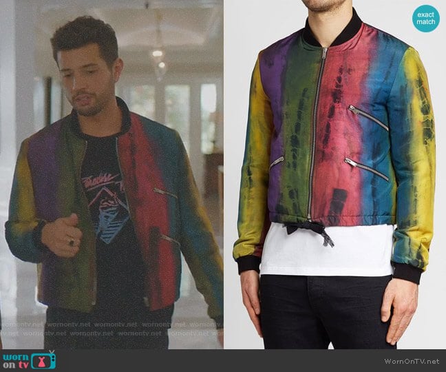 Silk Bomber Jacket by Saint Laurent worn by Sam Flores (Rafael de la Fuente) on Dynasty