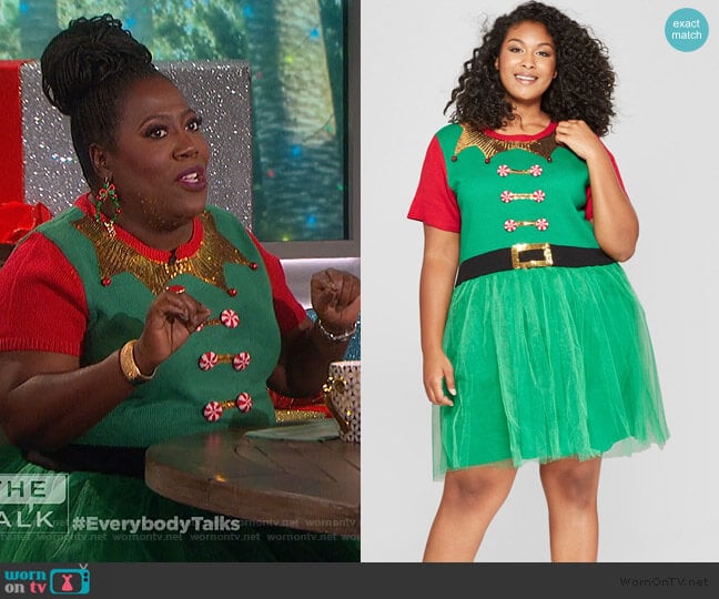 Elf Dress with Tulle by 33 Degrees at Target worn by Sheryl Underwood on The Talk