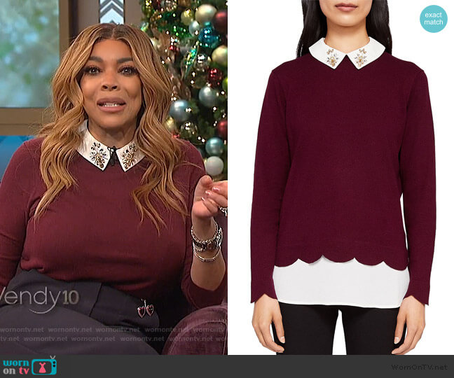 Suzaine Embellished Sweater by Ted Baker worn by Wendy Williams on The Wendy Williams Show
