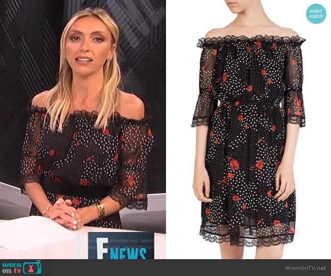 Popi Pop Off-the-Shoulder Floral-Print Dress by The Kooples worn by Giuliana Rancic on E! News