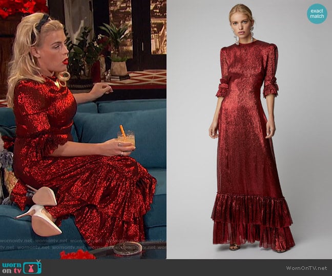 The Veneration Tiered Silk-Blend Gown by The Vampire's Wife worn by Busy Philipps on Busy Tonight