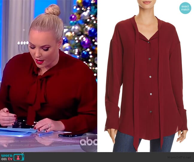 Weekender Tie-Neck Silk Shirt by Theory worn by Meghan McCain on The View