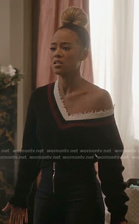 Tiana's black twisted front sweater on Empire