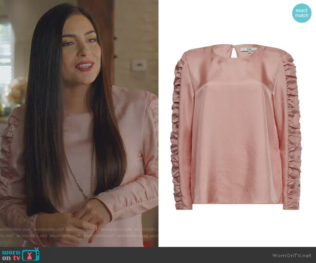 Satin Top with Gathered Sleeves by Tibi worn by Cristal Jennings (Daniella Alonso) on Dynasty