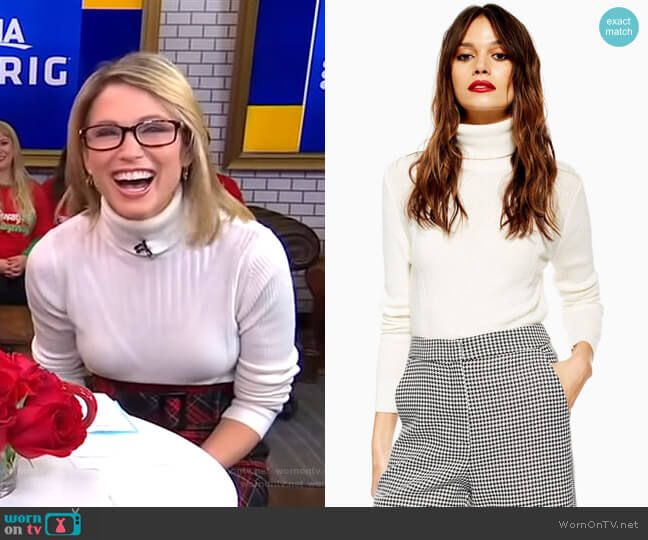  Cropped Roll Neck Jumper with Cashmere by Topshop worn by Amy Robach on Good Morning America