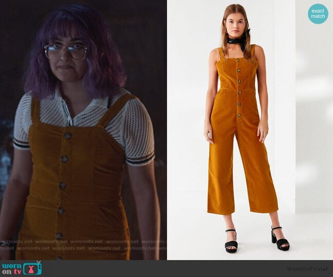 Corduroy Dungaree Jumpsuit by Urban Outfitters worn by Gert Yorkes (Ariela Barer) on Marvels Runaways