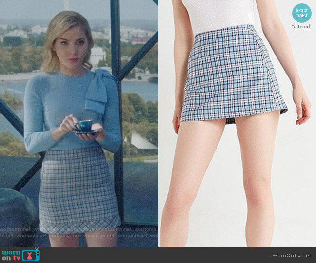 Plaid Pelmet Mini Skirt by Urban Outfitters worn by The Frost Sisters (Skyler Samuels) on The Gifted