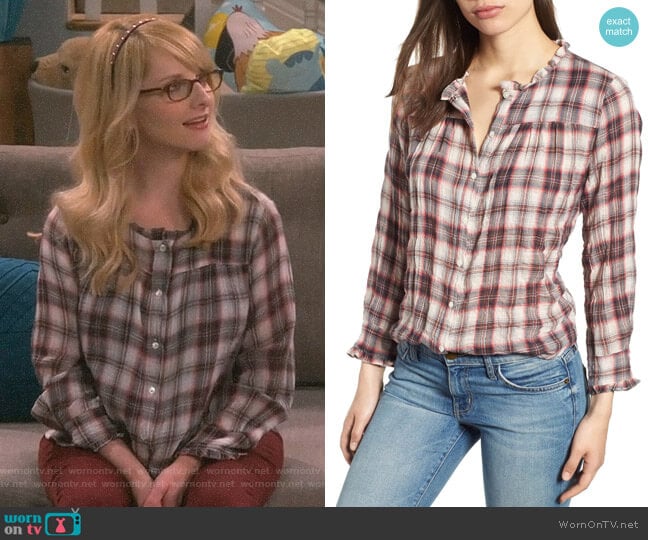 Plaid Blouse by Velvet by Graham & Spencer worn by Bernadette Rostenkowski (Melissa Rauch) on The Big Bang Theory
