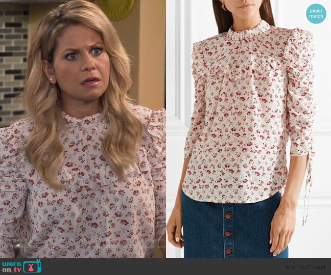 Howell Flora Blouse by Veronica Beard worn by DJ Tanner-Fuller (Candace Cameron Bure) on Fuller House