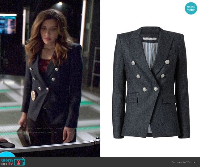 Veronica Beard Miller Herringbone Jacket worn by Dinah Drake (Juliana Harkavy) on Arrow