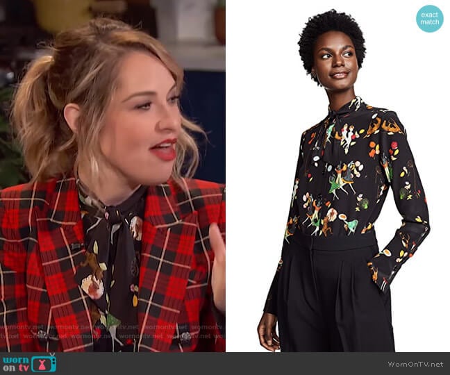 Vivienne Festive People Top by Vilshenko worn by Leslie Grossman on Busy Tonight