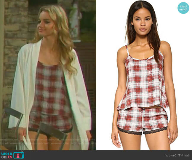 Sun Bleach Plaid Cami Sleep Set by Wildfox worn by Claire Brady (Olivia Keegan) on Days of our Lives