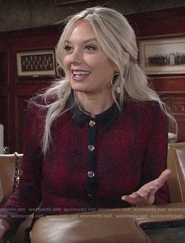 Abby’s red button front dress on The Young and the Restless