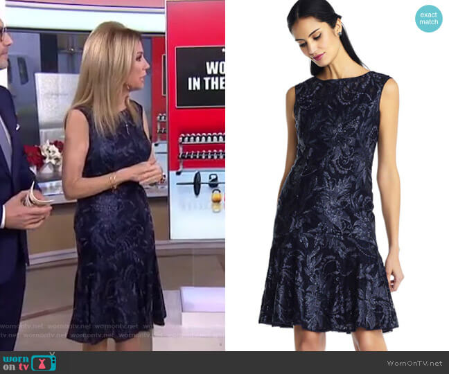 Embroidered Sequin Floral Dress with Drop Waist by Adrianna Papell worn by Kathie Lee Gifford on Today