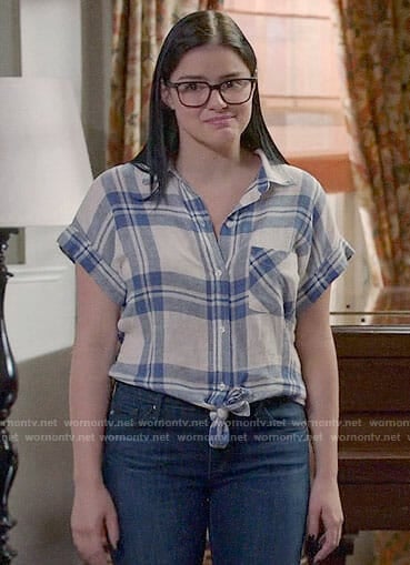 Alex's plaid tie-front shirt on Modern Family