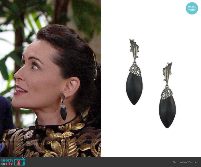 Alexis Bittar Crystal Cluster Ovoid Drop Earrings worn by Quinn Fuller (Rena Sofer) on The Bold and the Beautiful