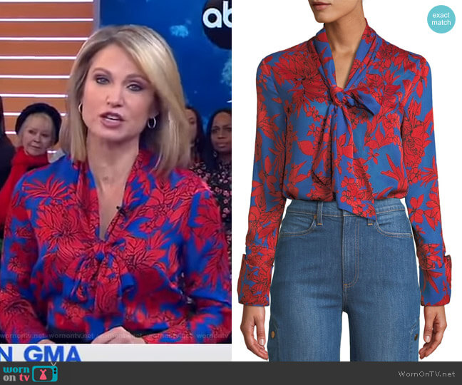 WornOnTV: Amy’s blue and red floral blouse on Good Morning America ...