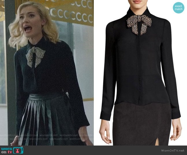 The Frost Sisters’s black embellished bow blouse on The Gifted