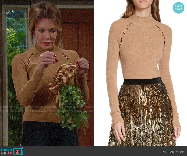 Alice + Olivia Jennifer Sweater worn by Taylor Hayes (Hunter Tylo) on The Bold and the Beautiful