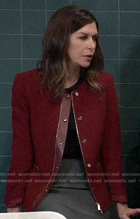 Anna’s red snap button jacket on General Hospital