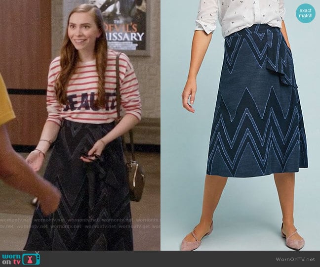 Eva Franco Textured Chevron Midi Skirt worn by Megan on Black-ish